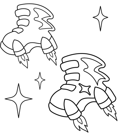 Aliens Flying Boots Coloring Page